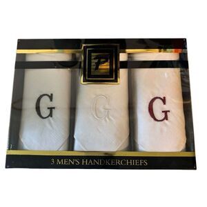 Paris Accessories Vintage Embroidered G Men’s Handkerchiefs In Box